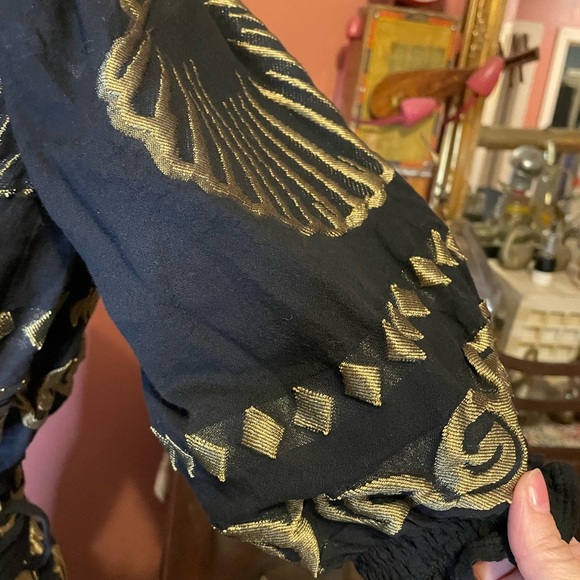 Nema Resort Wear gold shell and black maxi skirt and cropped top set S/M - Picture 3 of 8